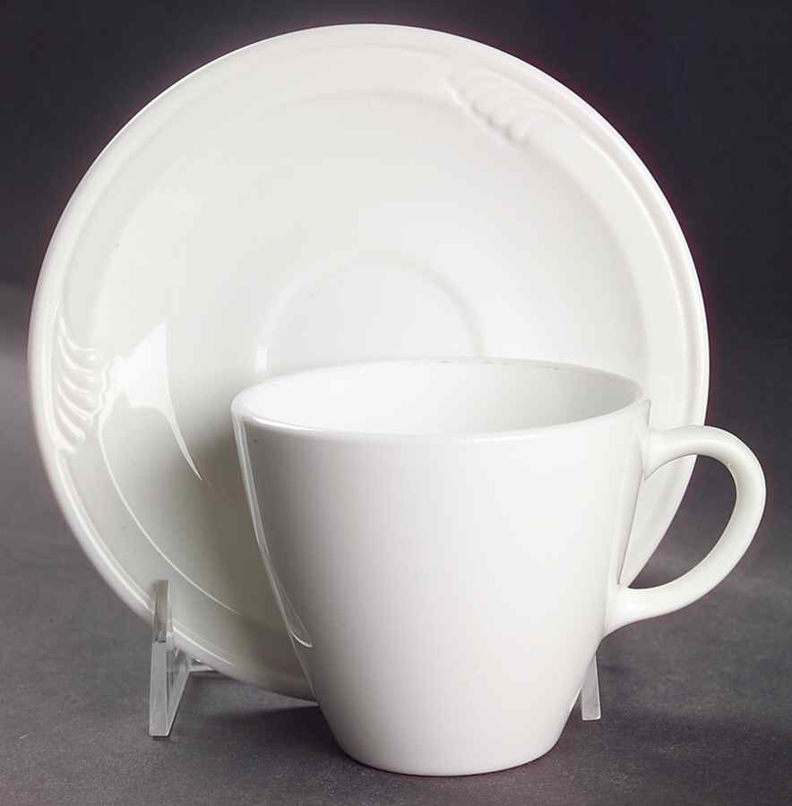 Cordon Blanc (Corelle) Flat Cup & Saucer Set by Corning Corelle-1
