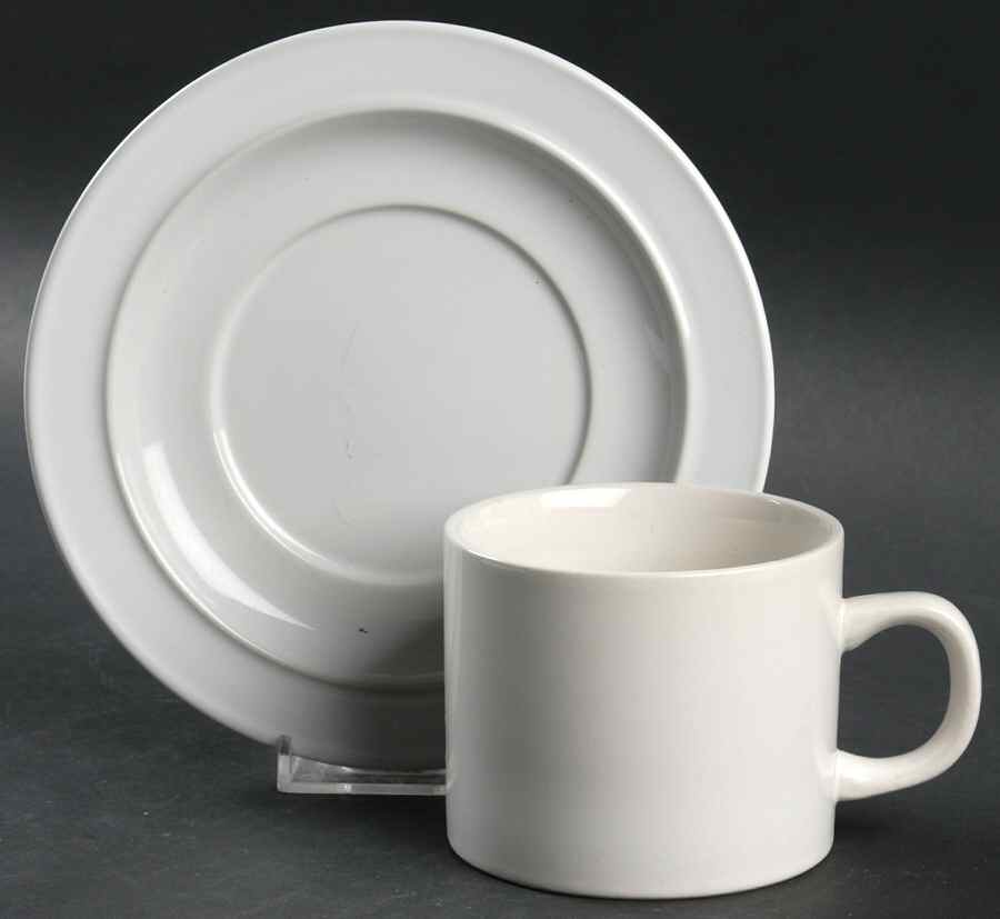 Duo White Flat Cup & Saucer Set by Corning Corelle-1