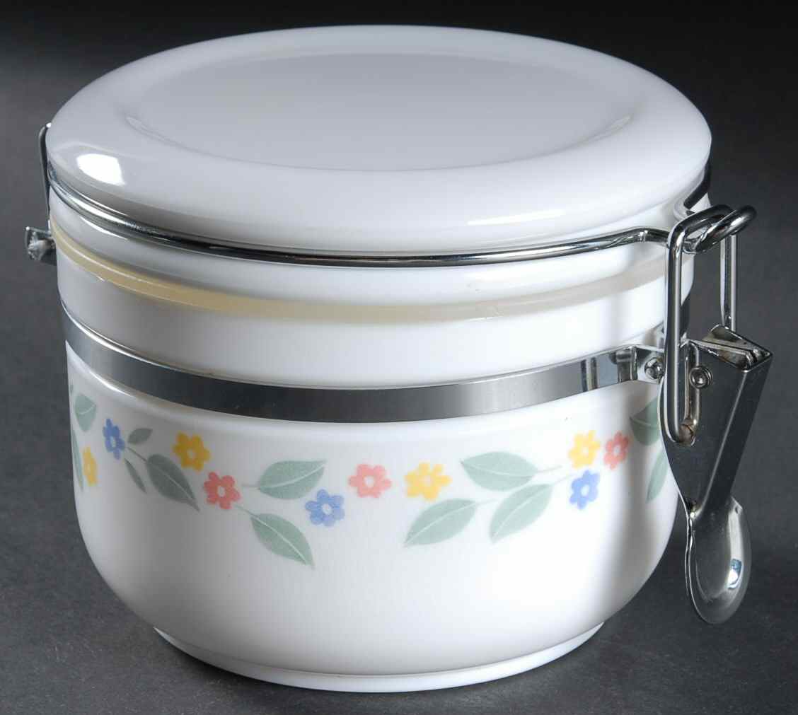 English Meadow (Corelle) Small Canister with Hinged Lid by Corning Corelle-1