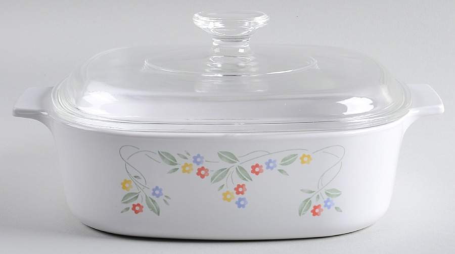 English Meadow (Corelle) 2 Quart Square Casserole with Lid by Corning Corelle-1