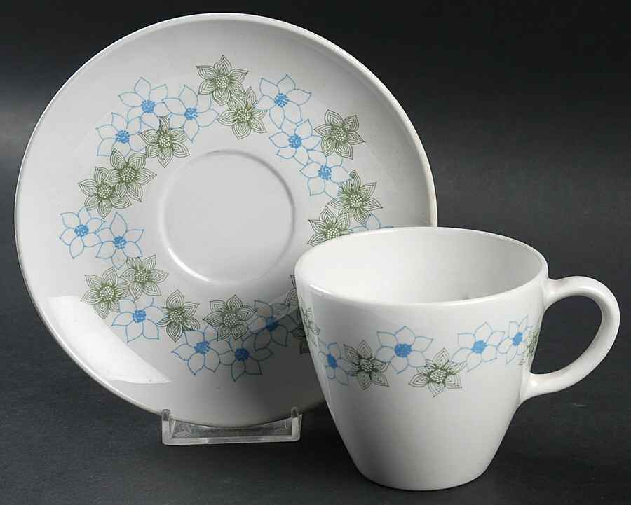 Floral Flat Cup & Saucer Set by Corning Corelle-1
