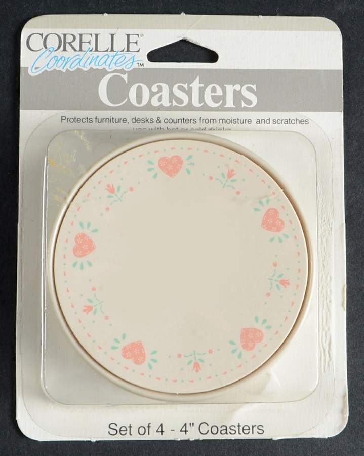 Forever Yours (Corelle) Round Coaster with Plastic Back - Set of 4 by Corning Corelle-1