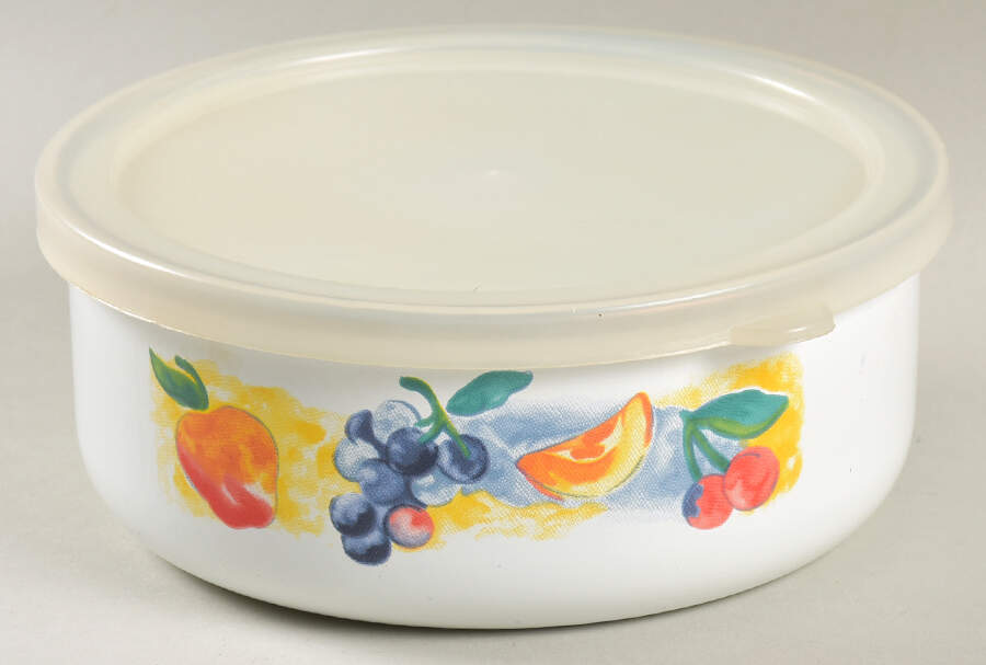 Fruit Basket (Corelle) 5 3/4" Metal Bowl & Plastic Lid by Corning Corelle-1