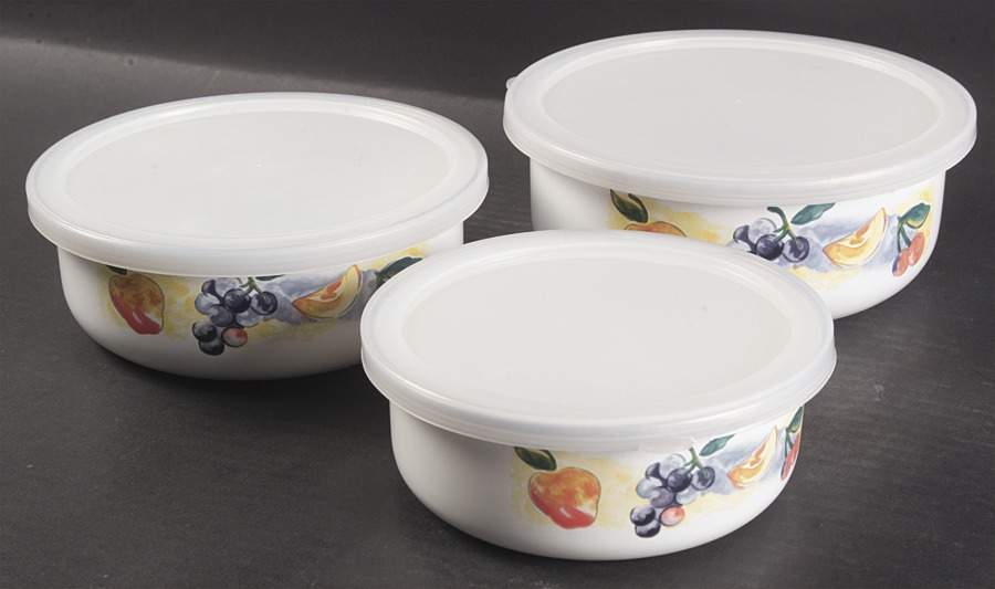Fruit Basket (Corelle) 3 Pc Metal Bowl W/Plastclid (5 3/4",6 3/4",7 1/4") by Corning Corelle-1