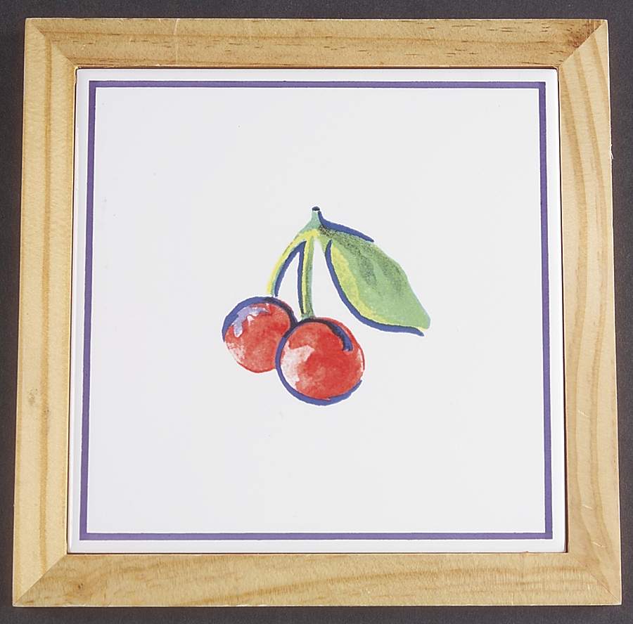 Fruit Basket (Corelle) Wood Frame Trivet by Corning Corelle-1