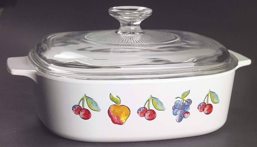 Fruit Basket (Corelle) 2 Quart Square Casserole with Lid by Corning Corelle-1