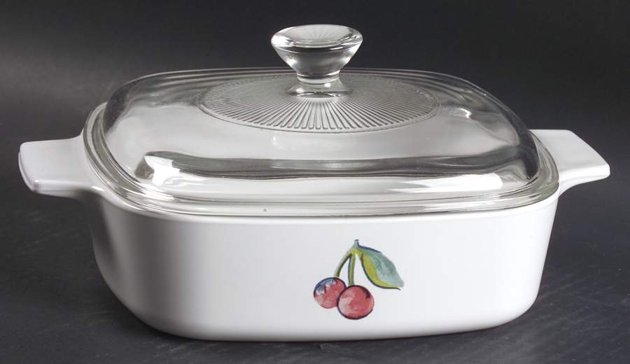 Fruit Basket (Corelle) 1 Quart Square Casserole with Lid by Corning Corelle-1