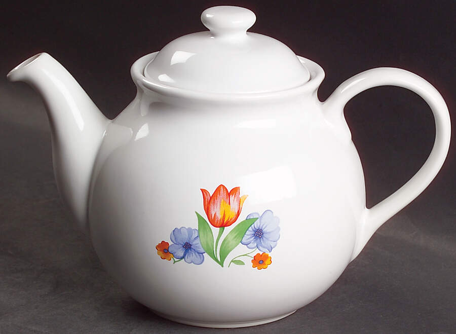 Fresh Cut (Green Trim, Corelle) Teapot & Lid by Corning Corelle-1