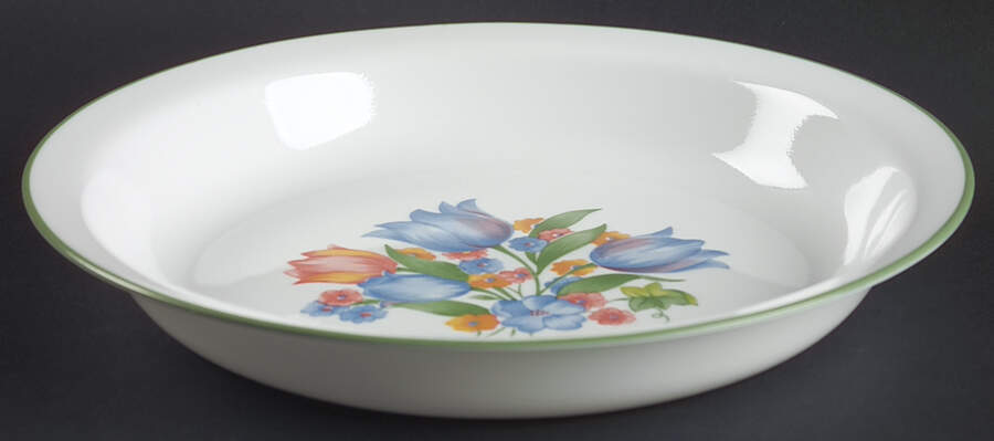 Fresh Cut (Green Trim, Corelle) Pie Serving Plate by Corning Corelle-1