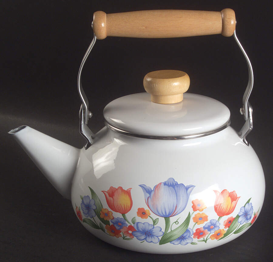 Fresh Cut (Green Trim, Corelle) Metal Kettle & Lid by Corning Corelle-1