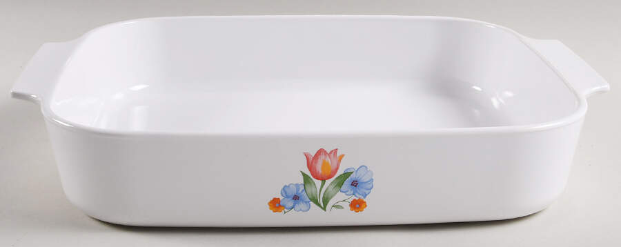 Fresh Cut (Green Trim, Corelle) 12" Rectangular Roaster by Corning Corelle-1