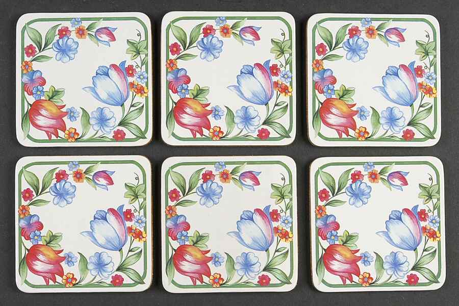 Fresh Cut (Green Trim, Corelle) Square Corkback Coaster - Set of 6 by Corning Corelle-1
