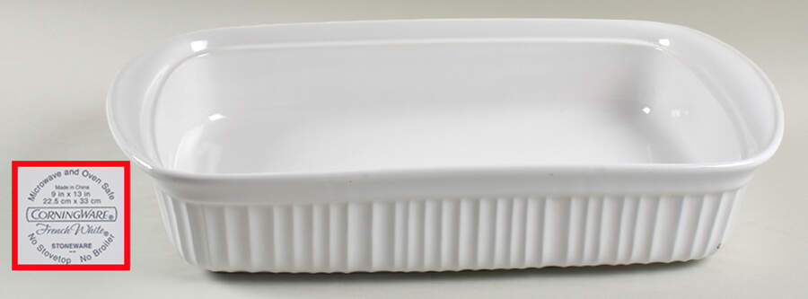 French White 13" Rectangular Roaster by Corning Corelle-1