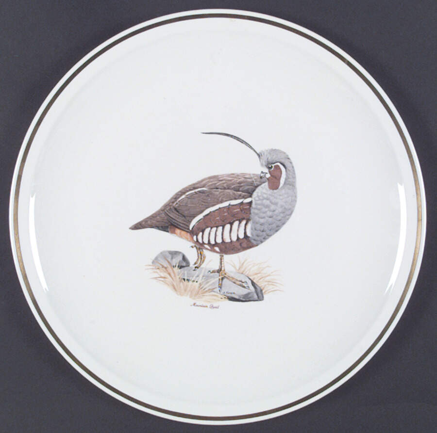 Game Birds (Gold Band) 12" Chop Plate (Round Platter) by Corning Corelle-1