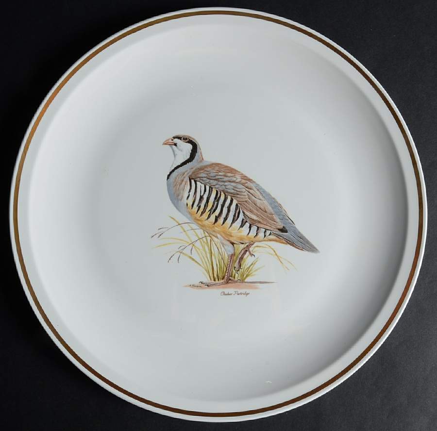 Game Birds (Gold Band) 12" Chop Plate (Round Platter) by Corning Corelle-1