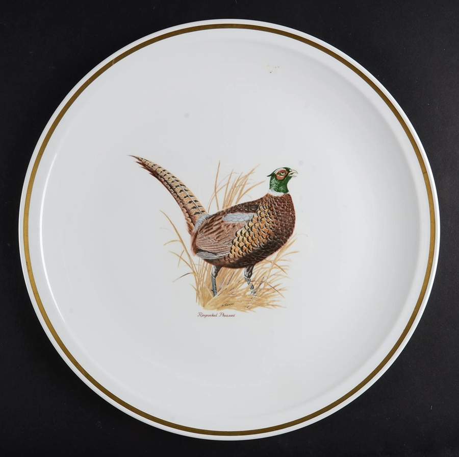 Game Birds (Gold Band) 12" Chop Plate (Round Platter) by Corning Corelle-1