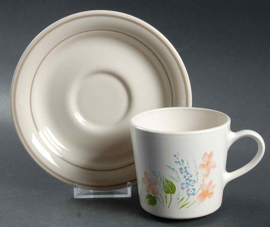 Glenora Flat Cup & Saucer Set by Corning Corelle-1