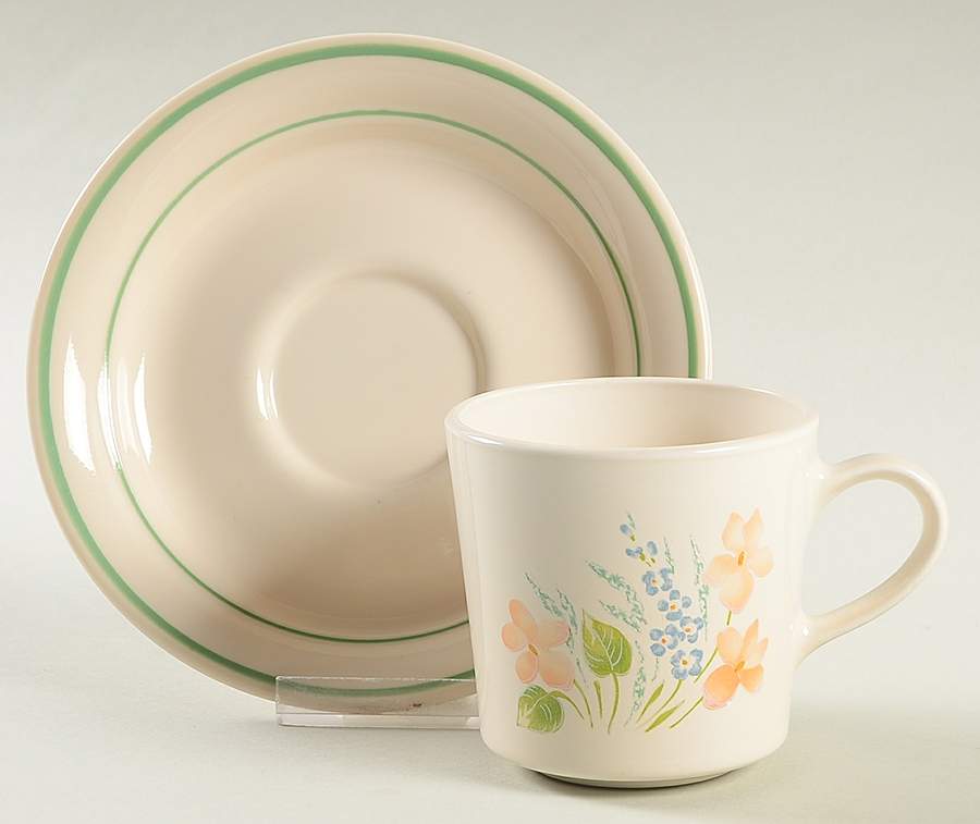 Glenora Flat Cup & Saucer Set by Corning Corelle-1