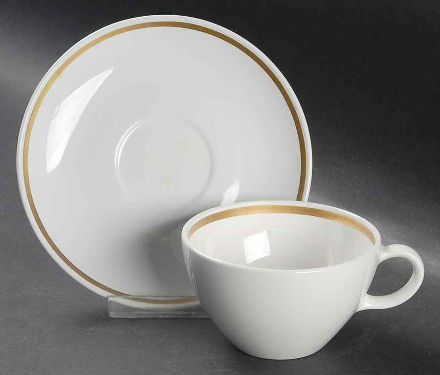Gold Band (Coupe) Flat Cup & Saucer Set by Corning Corelle-1