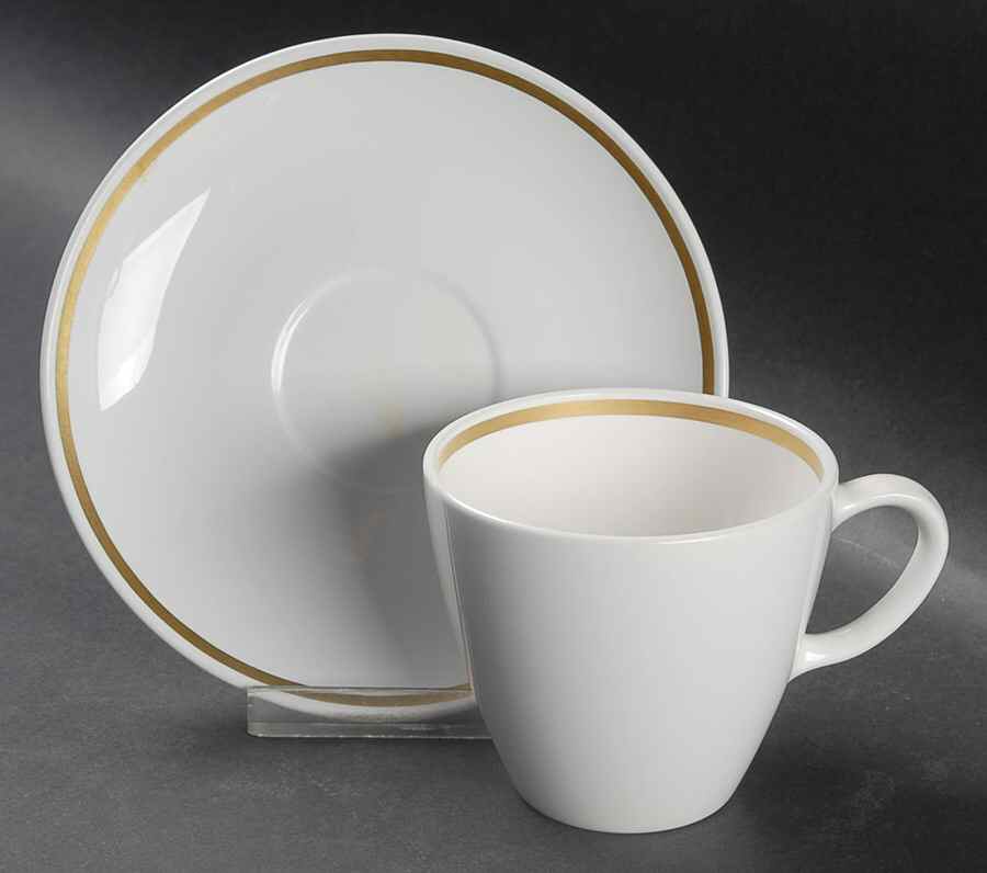 Gold Band (Coupe) Flat Cup & Saucer Set by Corning Corelle-1