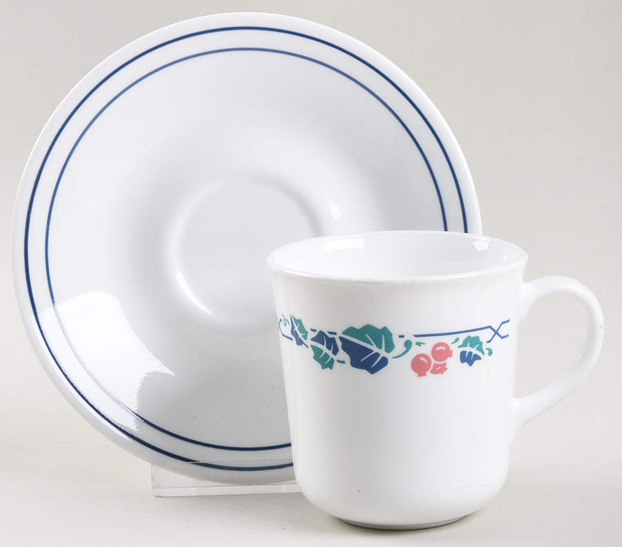 Intrigue (Corelle) Flat Cup & Saucer Set by Corning Corelle-1