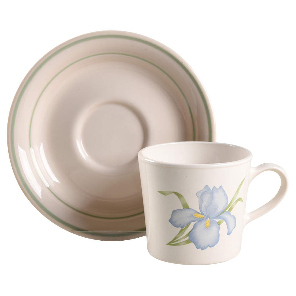 Iris Flat Cup & Saucer Set by Corning Corelle-1