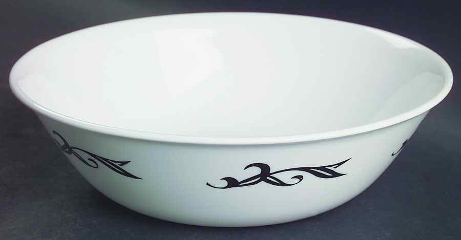 Lyrics Black 8" Round Vegetable Bowl by Corning Corelle-1