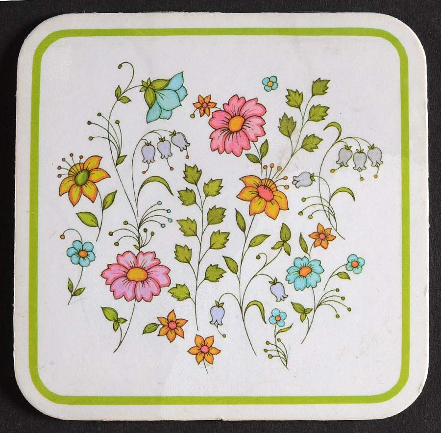 Meadow (Corelle) Cork Back Square Coaster by Corning Corelle-1