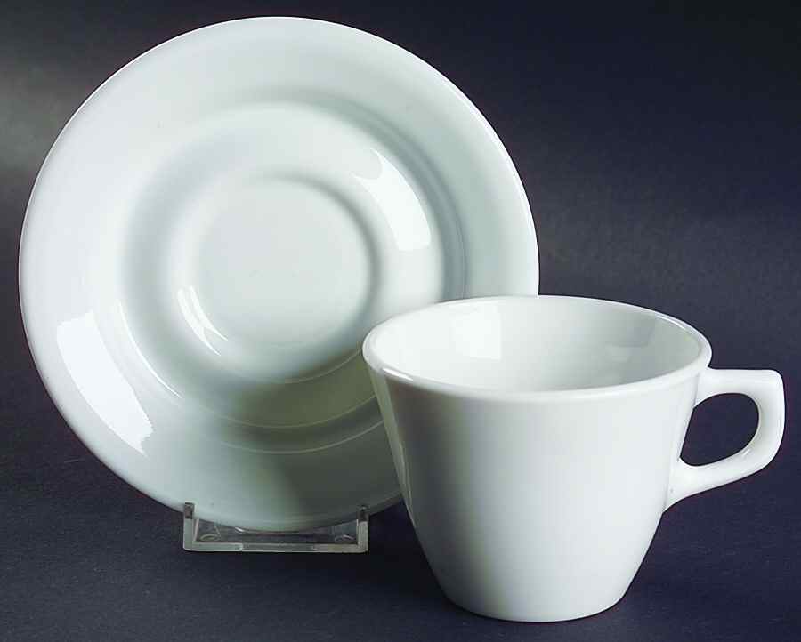 Misty White (Corelle) Flat Cup & Saucer Set by Corning Corelle-1