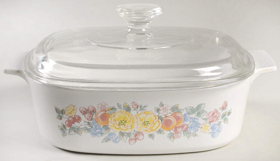 Orchard Rose (Corelle) 2 Quart Square Casserole with Lid by Corning Corelle-1