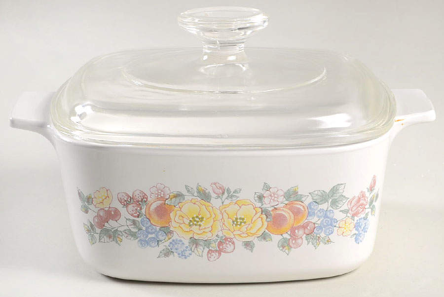 Orchard Rose (Corelle) 1.5 Quart Square Casserole with Lid by Corning Corelle-1