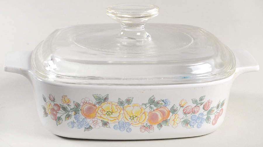 Orchard Rose (Corelle) 1 Qt Square Casserole w/Glass or Plastic Lid by Corning Corelle-1