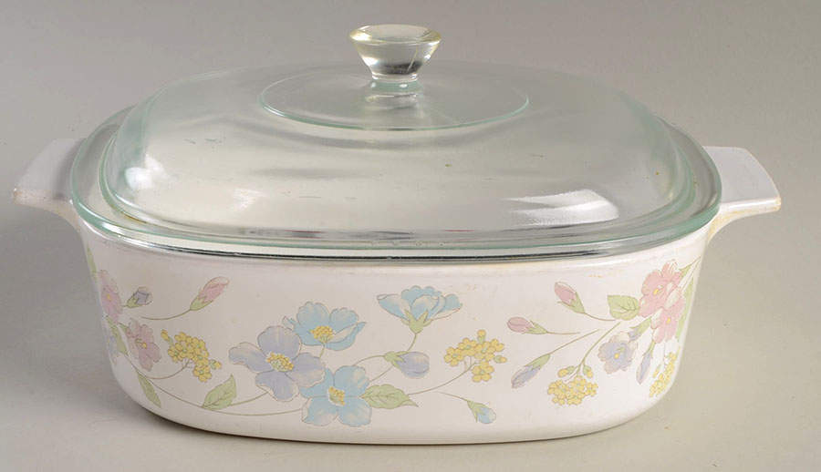 Pastel Bouquet (Corelle) 2 Quart Square Casserole with Lid by Corning Corelle-1
