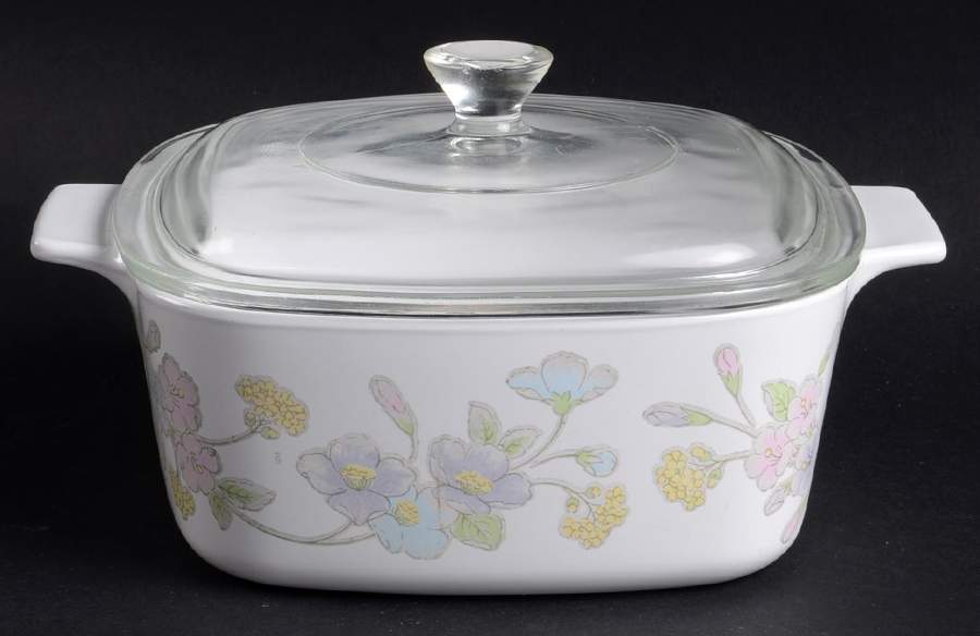 Pastel Bouquet (Corelle) 1.5 Quart Square Casserole with Lid by Corning Corelle-1