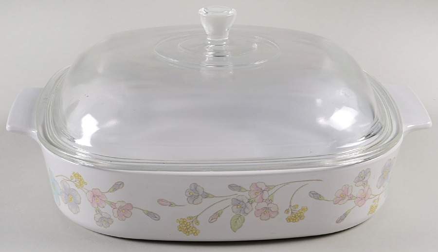 Pastel Bouquet (Corelle) 2.5 Quart Square Casserole with Lid by Corning Corelle-1