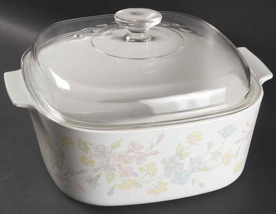 Pastel Bouquet (Corelle) 5 Quart Square Casserole with Glass Lid by Corning Corelle-1