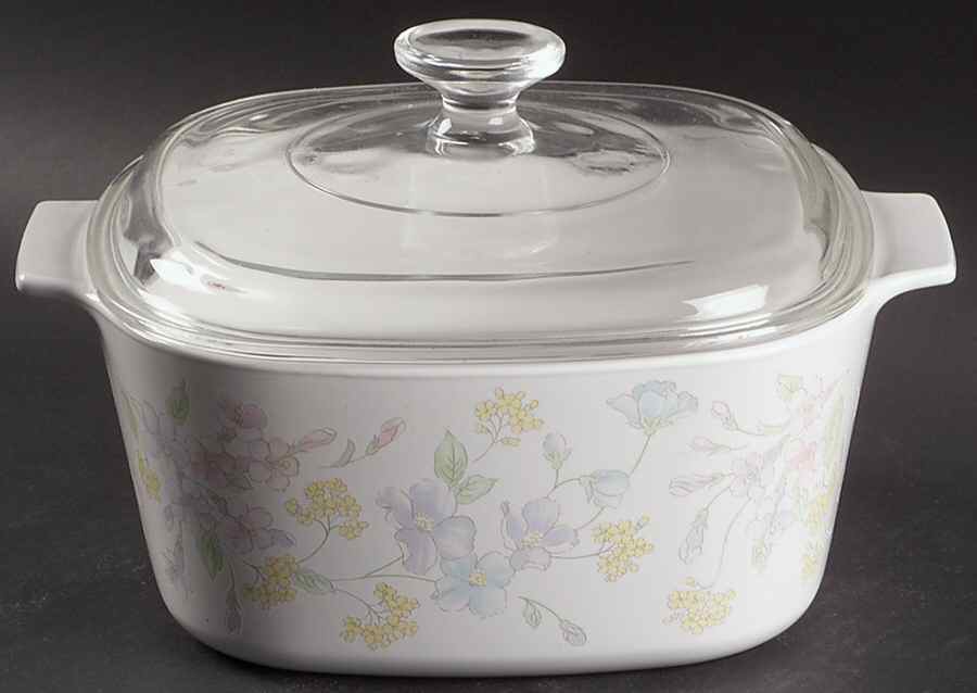 Pastel Bouquet (Corelle) 3 Quart Square Casserole with Lid by Corning Corelle-1