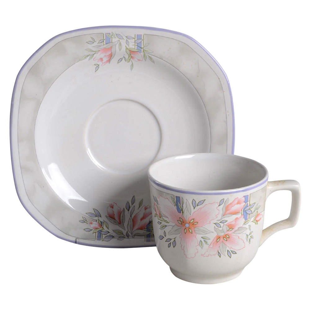 Pacific Mist Flat Cup & Saucer Set by Corning Corelle-1