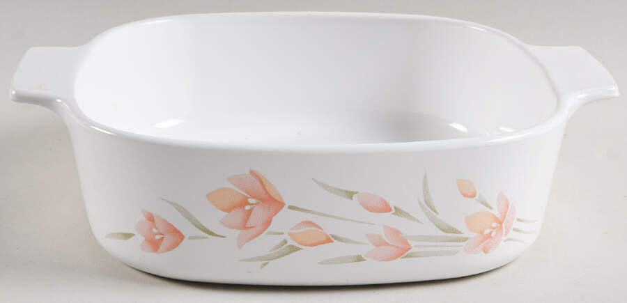Peach Floral (Corelle) 2 Quart Square Casserole No Lid by Corning Corelle-1