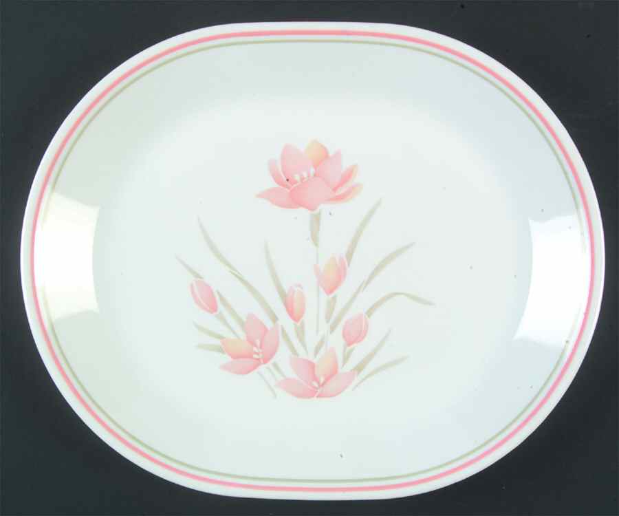 Peach Floral (Corelle) 12" Oval Serving Platter by Corning Corelle-1