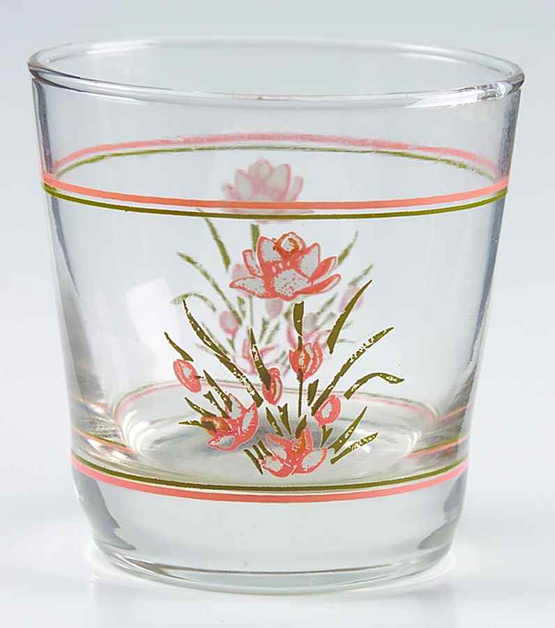 Peach Floral (Corelle) Glassware Old Fashioned by Corning Corelle-1