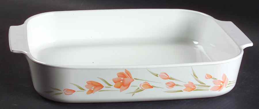 Peach Floral (Corelle) 12" Rectangular Roaster by Corning Corelle-1