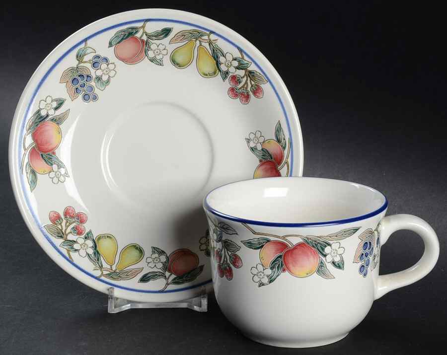 Peach Lattice Flat Cup & Saucer Set by Corning Corelle-1