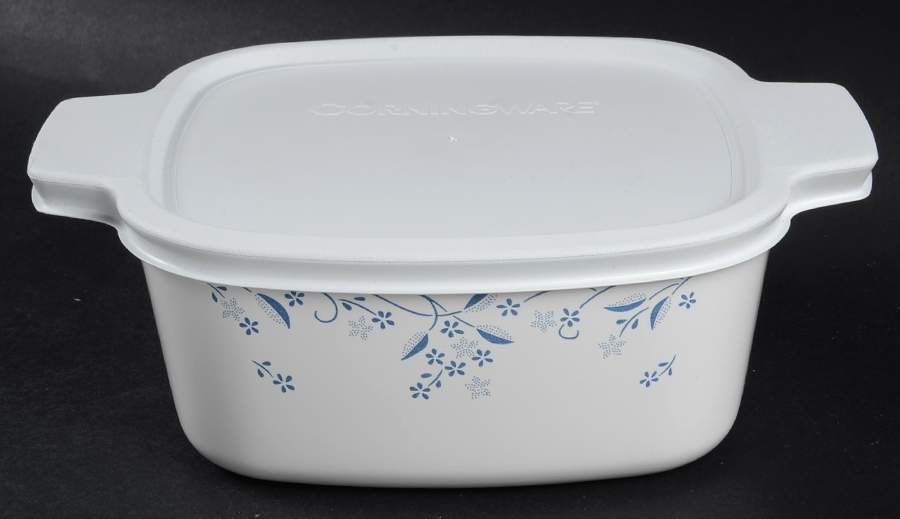 Provincial Blue (Corelle) 1.5 Quart Square Casserole with Lid by Corning Corelle-1