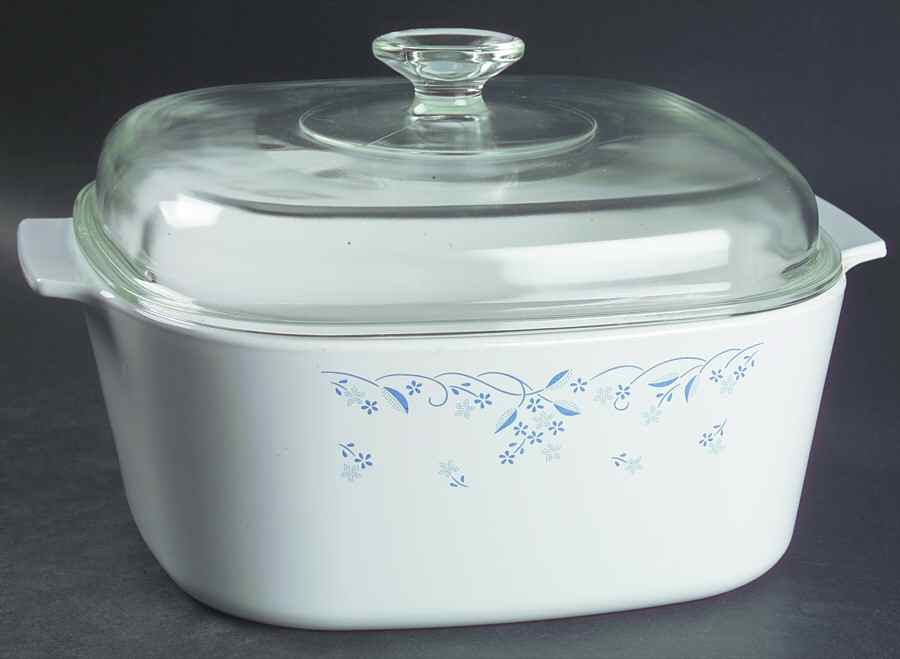 Provincial Blue (Corelle) 5 Quart Square Casserole with Glass Lid by Corning Corelle-1
