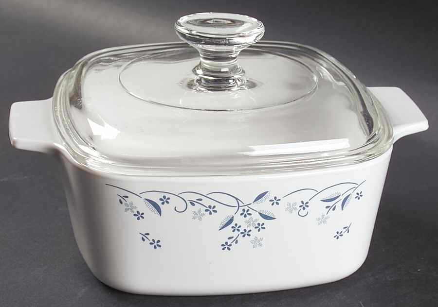 Provincial Blue (Corelle) 1.5 Quart Square Casserole with Lid by Corning Corelle-1
