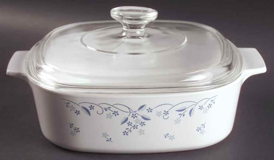Provincial Blue (Corelle) 2 Quart Square Casserole with Lid by Corning Corelle-1