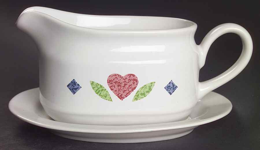 Quilt (Corelle) Gravy Boat & Underplate by Corning Corelle-1