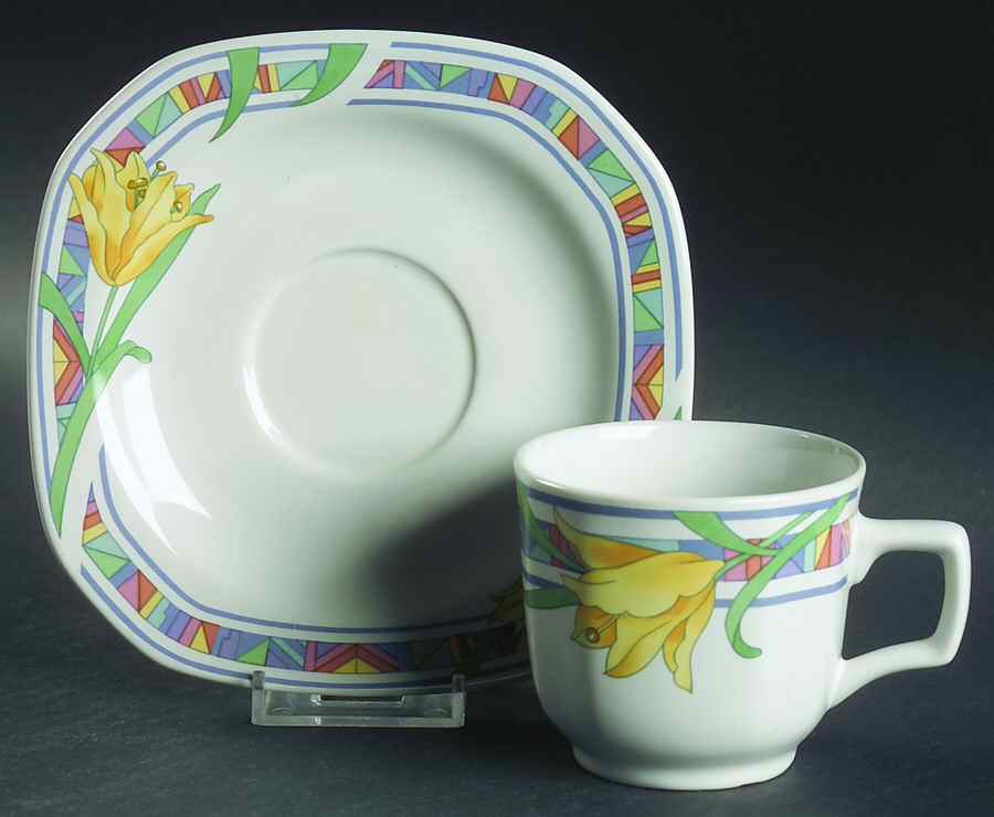 Santa Fe Lily Flat Cup & Saucer Set by Corning Corelle-1