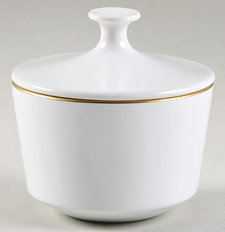 Sculptured Rim (Gold Trim, Pyroceram, Centura) Sugar Bowl & Lid by Corning Corelle-1